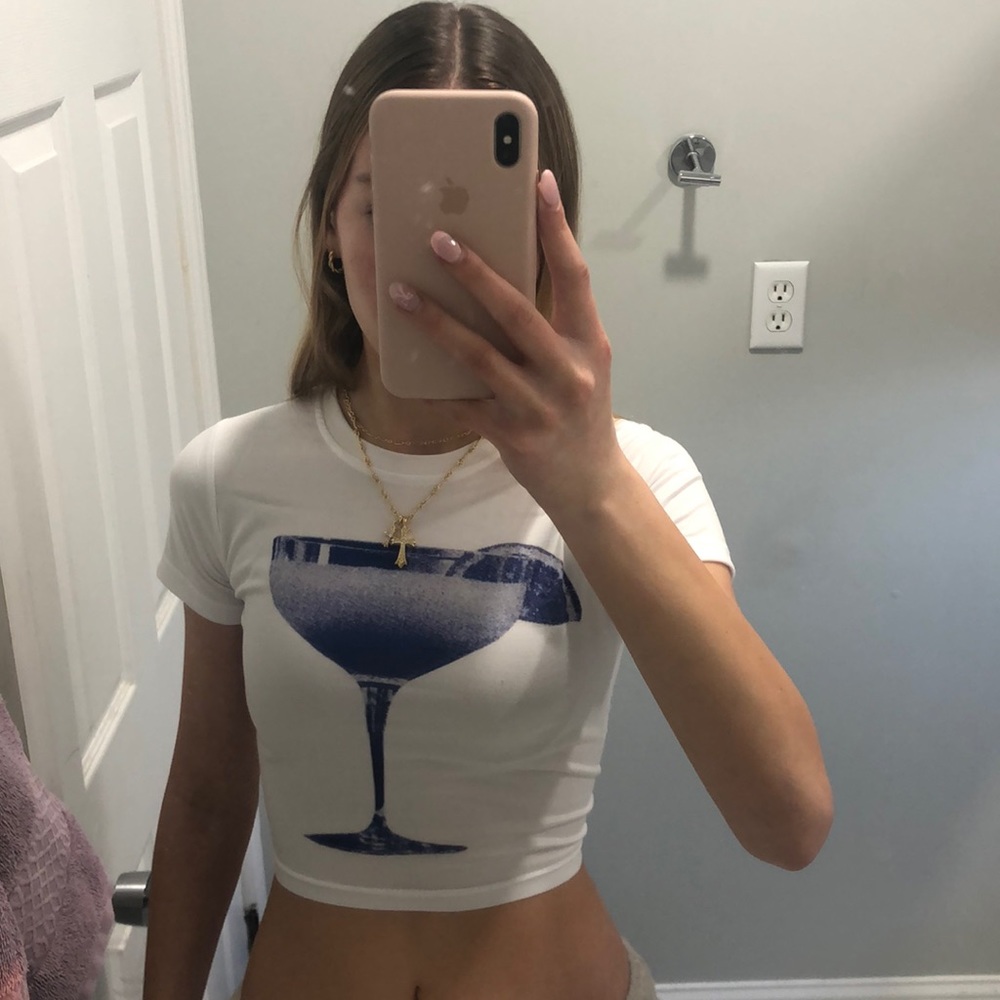 blue margarita skin tight shirt
